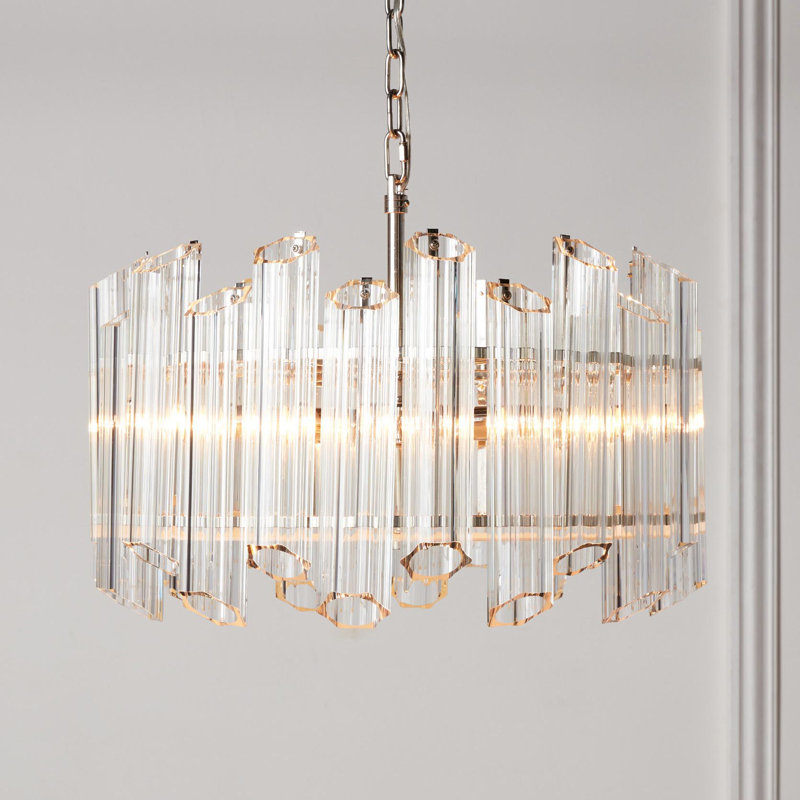 Ryder Chandelier Round Multi-Faceted Glass Dining Room