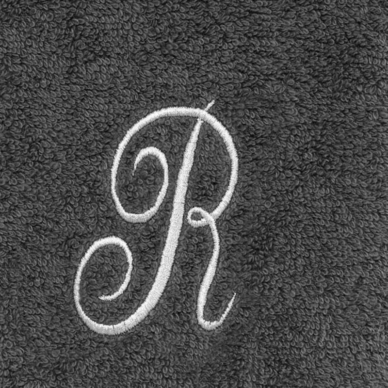 Winston Porter Granite/Silver Script Monogram Fingertip Towel Letter R
