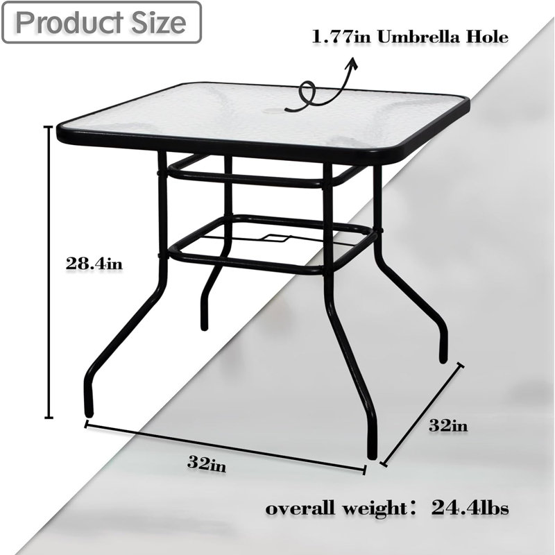 Table bistro d'extérieur carrée L 32 po x l 32 po Brach