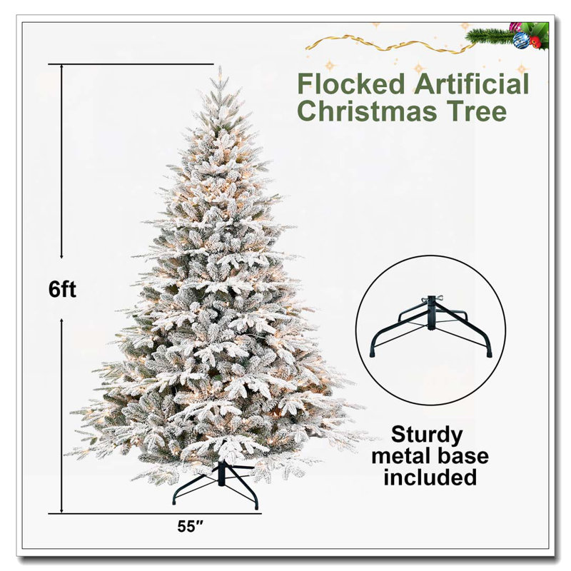 Arbre de Noël artificiel enneigé 6 pi, H 6 pi 