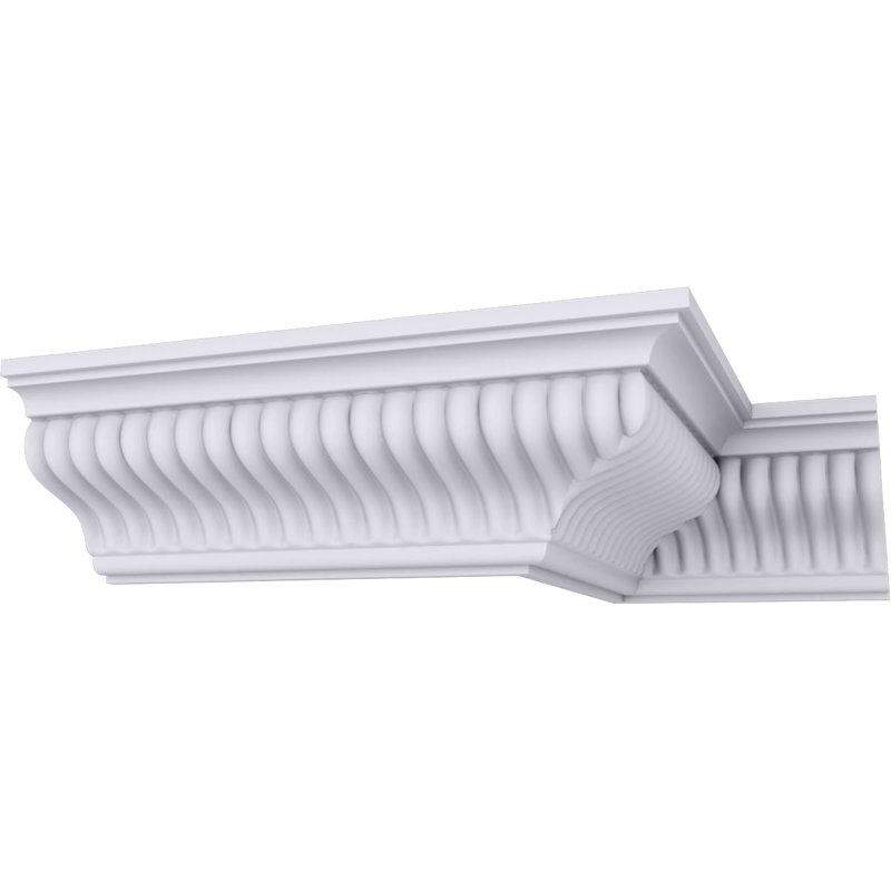 Endurathane Carrillo Small Crown Moulding, 3 7/8"H x 3 7/8"P x 5 1/2"F x 94 1/2"L, Factory Primed