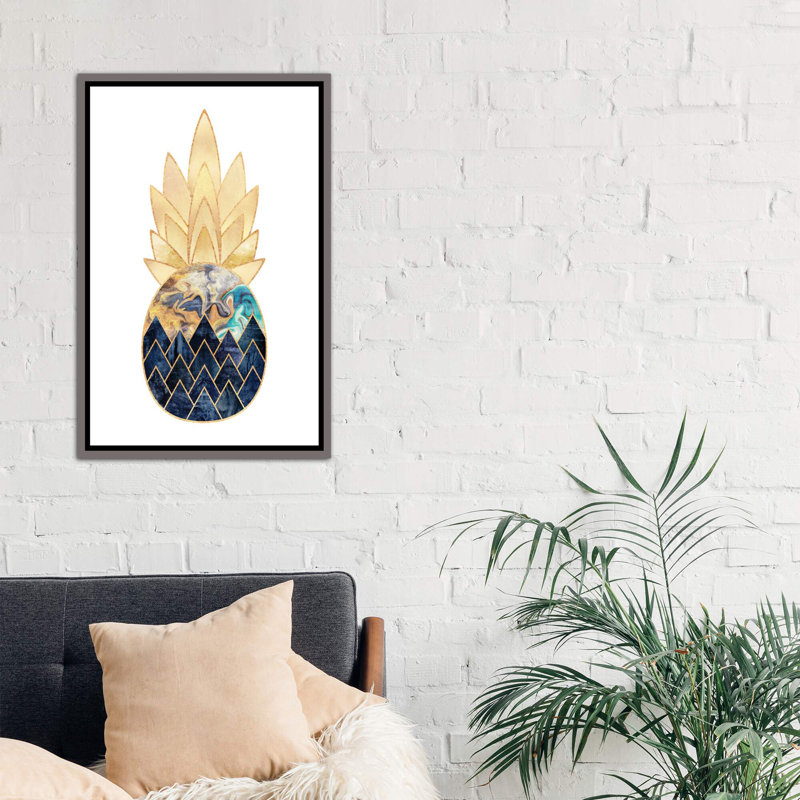 « précieux ananas i » par elisabeth fredriksson-print, H 26 po x l 18 po x 1,5 po, Toile encadrée de bois rustique foncé