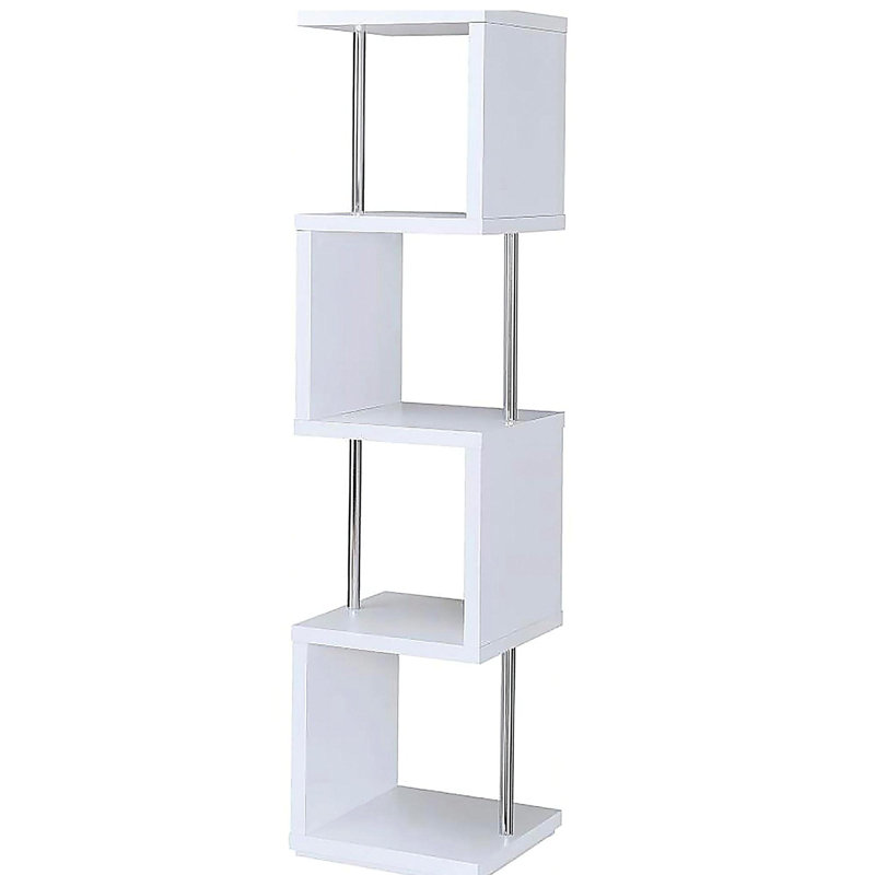 Bibliothèque blanche en chrome 4 couches