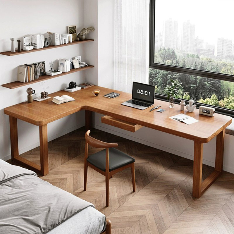Bureau rectangulaire en L en bois massif, Retour à gauche, 29.53" H x 70.87" W x 47.24" D