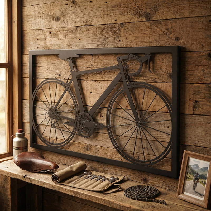 Art mural en métal bicyclette, Noir, H 16 po x l 27,5 po x P 1 po