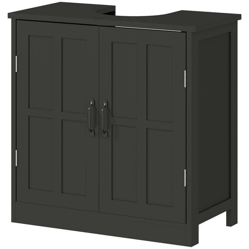 Meuble-lavabo de salle de bain, meuble-lavabo piédestal avec tablette réglable, noir