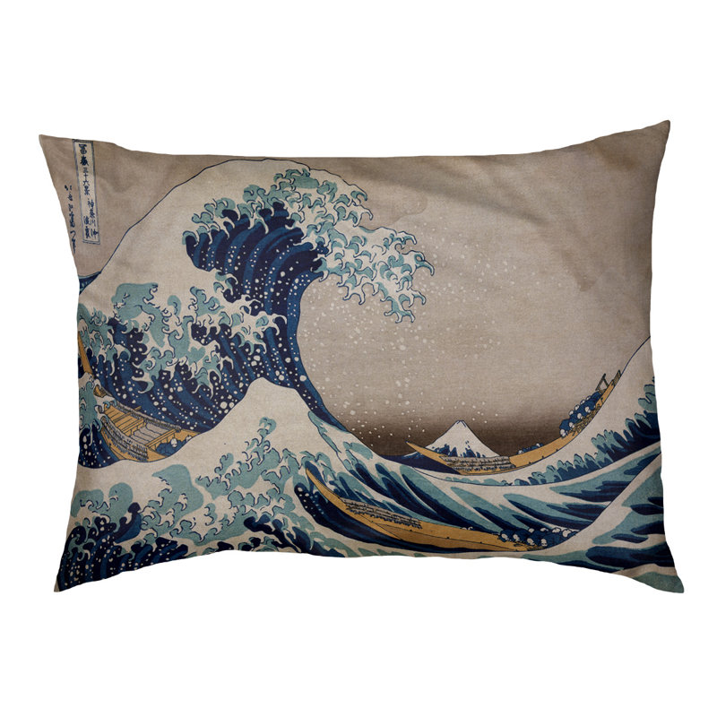 Oreiller the great wave dog Burkart, Moyen (L 29,5 po x P19,5 po x H 9,5 po), Brun et bleu