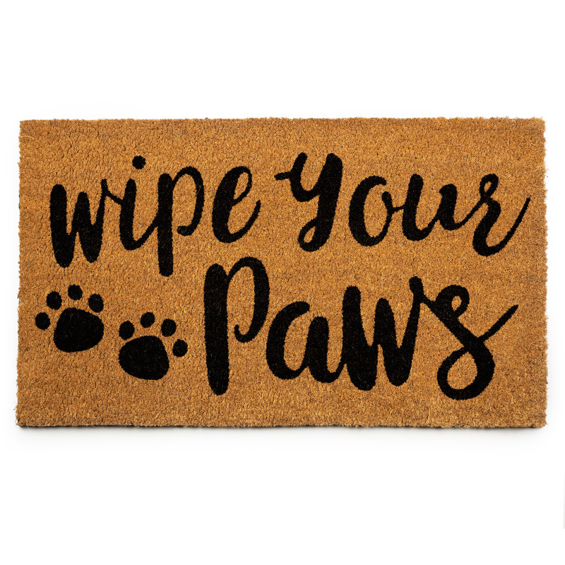  17.5x30 Wipe Your Paws Door Mat with Heavy-Duty Backing - Non-Slip Coco Coir Doormat for Outdoor or Indoor - Easy to Clean - Natural Brown