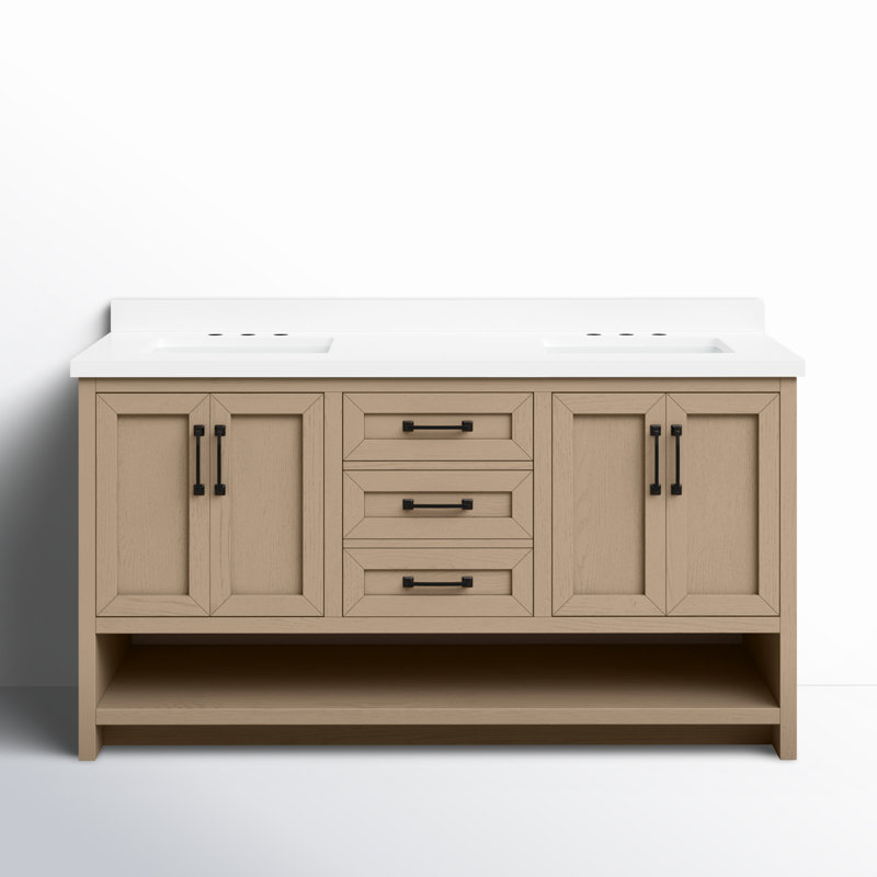 Venice 60" Oak Gray Solid Wood Double Bathroom Vanity