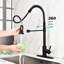 Robinet de cuisine noir mat avec douchette extractible, acier inoxydable, buse pivotante à 360 ° pour une alimentation en eau transparente, revêtement anticorrosion et antirouille, douchette extractible à contrôle de débit en noir