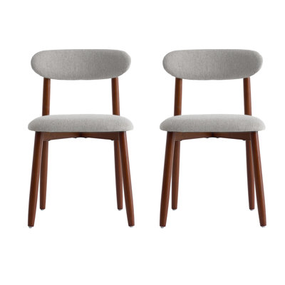 2-Piece Cotton-Linen Set With Curved-Back Wooden Dining Chairs