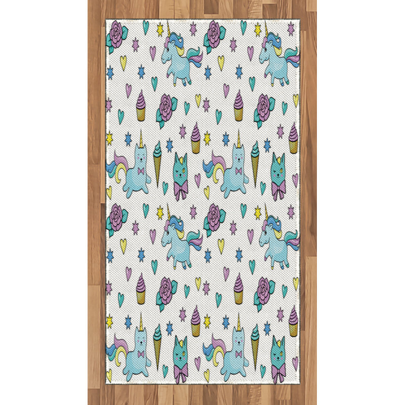 Tapis décoratif à longues fibres en poly haute densité Unicorn Cat, Rectangle 2 pi 7 po x 5 pi