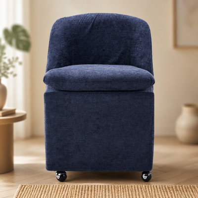 Ensemble de deux chaises de salle à manger en tissu chenille avec roues universelles pour un mouvement sans effort et une assise confortable dans n'importe quel espace intérieur