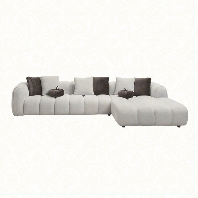 Canapé modulaire en lin Manilla ivoire avec 8 coussins Manilla