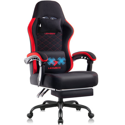 Gaming Chair With Footrest, Racing Style Computer Gamer Chair With Headrest And Lumbar Support by Wrought Studio