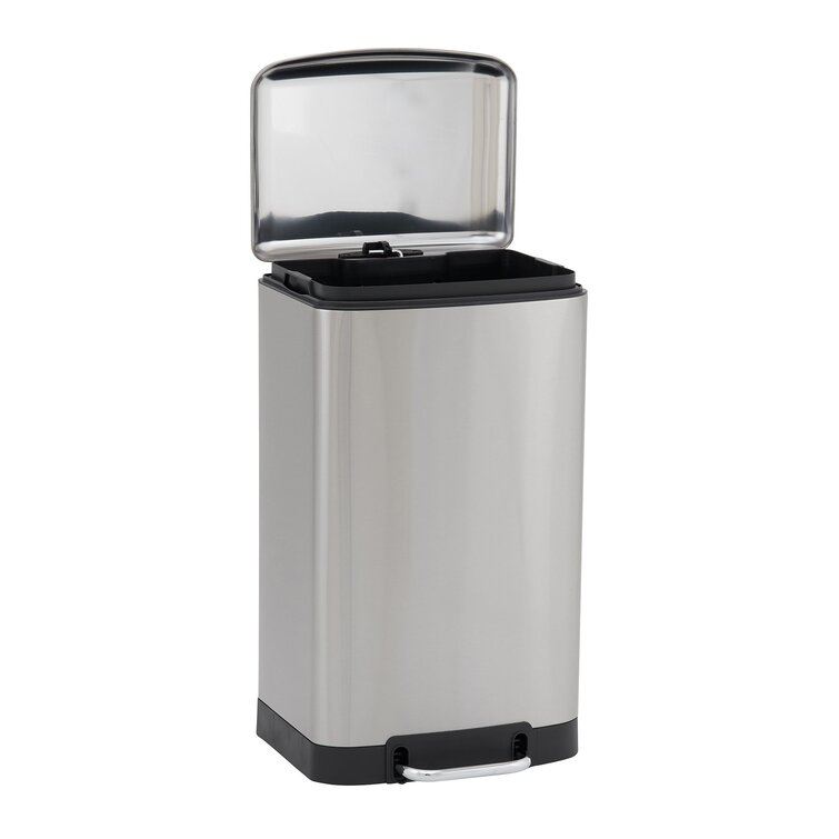 10 Gallon 40L Trash Can with Lid for Office Kitchen Metal Trash Can, Step  Trash Can Wastebasket, Room Large Recycling Stainless Steel Trash Can