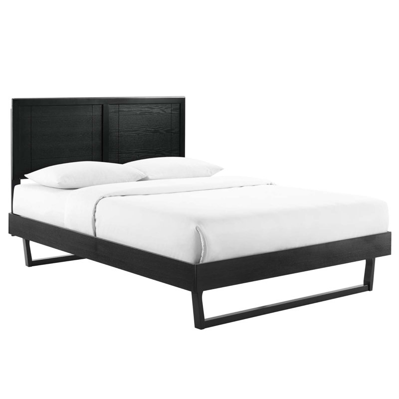 Marlee Wood Platform Bed with Angular Frame, Black, King