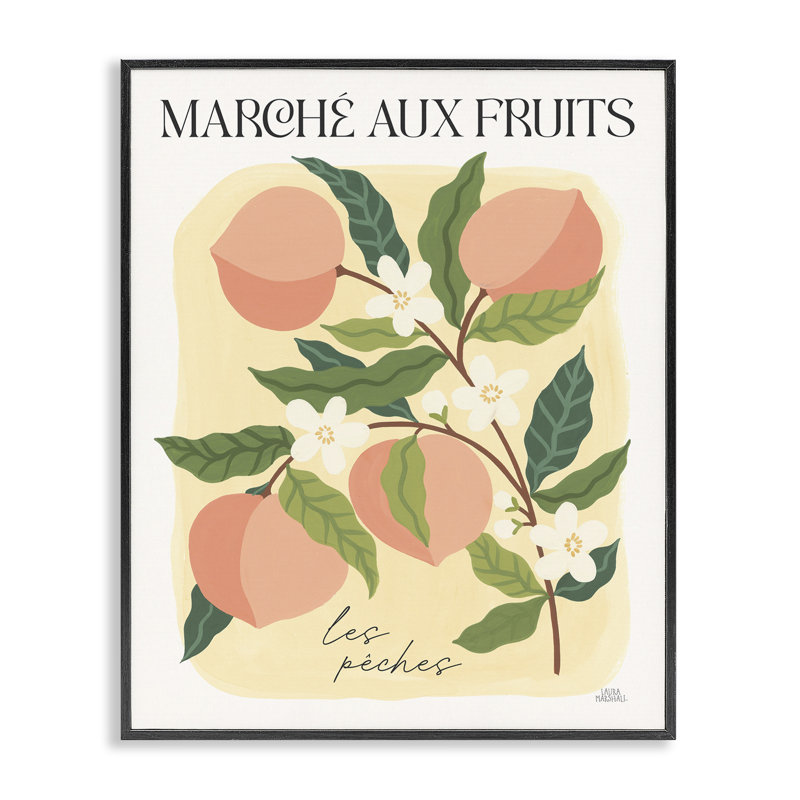 Marche aux pêche, estampe numérique encadrée par Wild Apple Portfolio, H 30 po x l 24 po, Giclée encadrée noir minuit