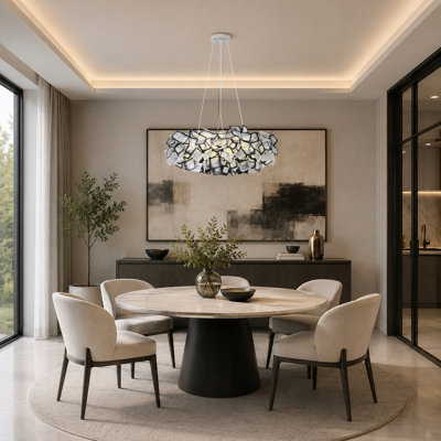1-Light White And Black Acrylic LED Cloud Chandelier With A White Hardware