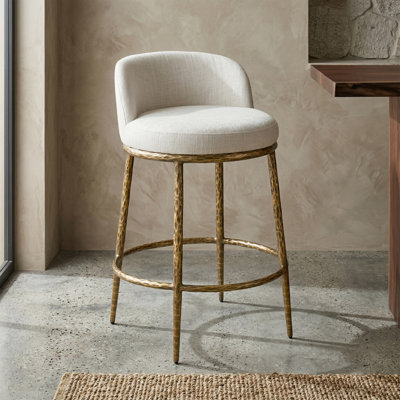 Corrinne Hammered Forged Steel Upholstered Counter Height Stool