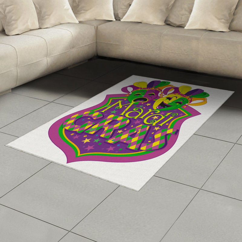 Mardi Gras High Density Long Fiber Poly Threads Decorative Area Rug Carpet, Rectangle 4' x 5'8"