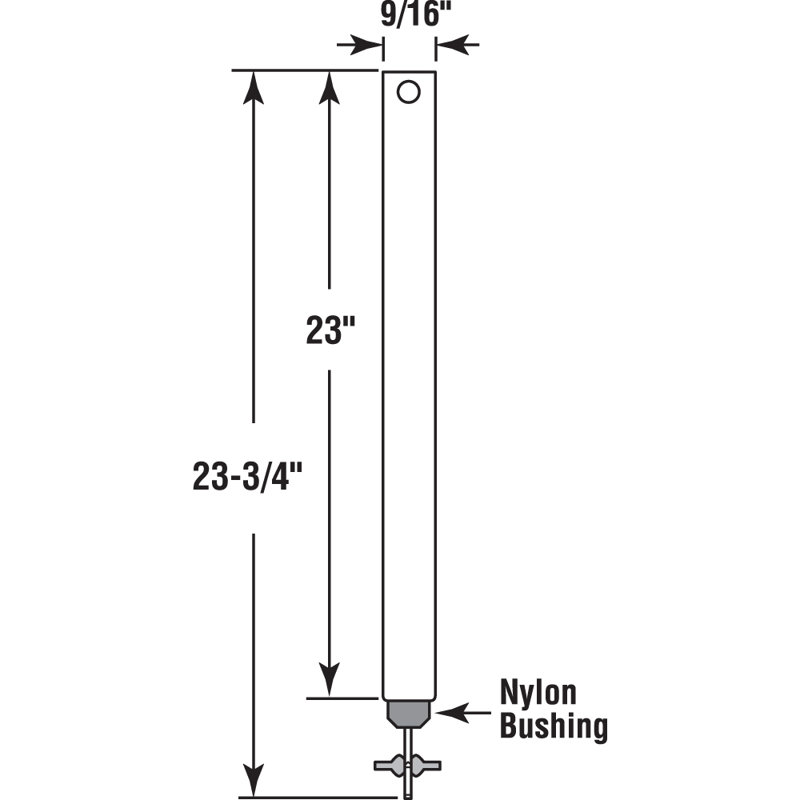 23 in. x 9/16 in. Spiral Non-Tilt Balance, Red Tip (Single Pack), 24.75" H x 2" W x 0.63" D, Red