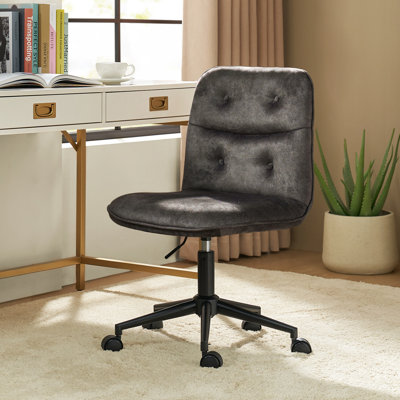 Samar Upholstered Armless Swivel Task Chair with Tufted Back by Wade Logan