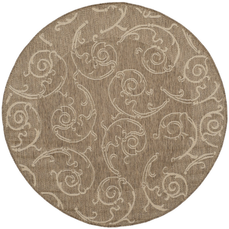 Darryl-James Performance Floral Indoor/Outdoor Area Rug, Round 5'3"
