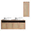 48" Bathroom Vanity With 2 Ceramic Art Sinks And Rotatable Side Cabinet, 4 Soft Close Doors, Float Mounting, Plywood Material, Modern Minimalist Style, Imitative Oak Color Sinks, Rotating Mounting-129957051