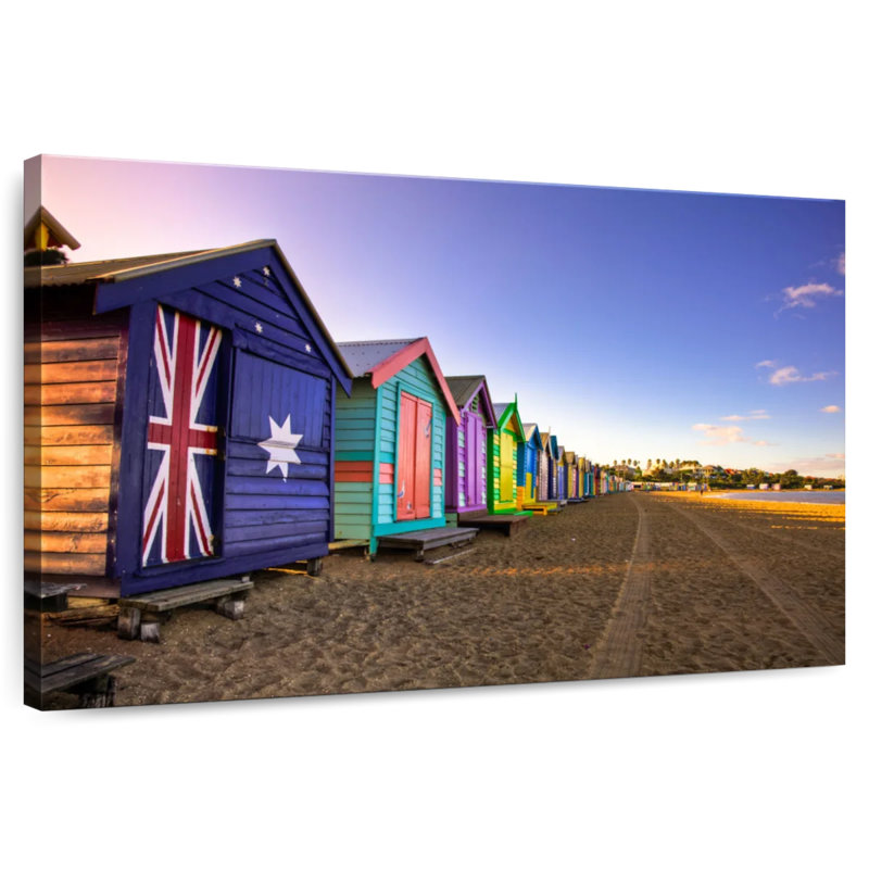 Lilie Multicolored Brighton Beach Huts, 24" H x 36" W