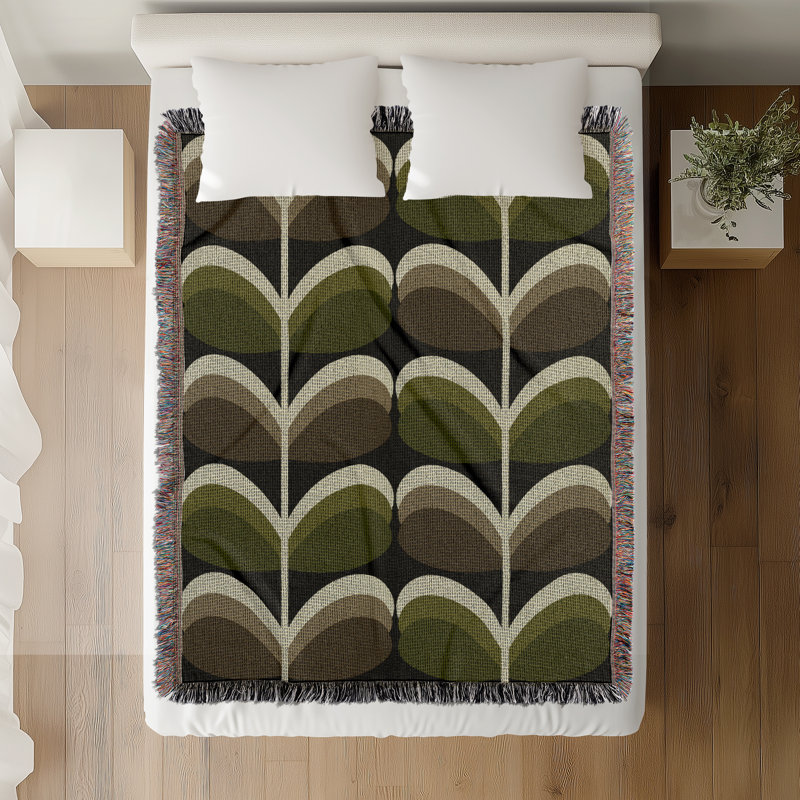 Jeté en mélange de coton rétro, Noir, L 60 po x l 60 po
