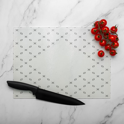 Crosses & Diamonds Glass Chopping Board