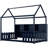 Twin House Bed With Led And Organized Storage - Navy Blue Size Practical Shelf Options-675670937