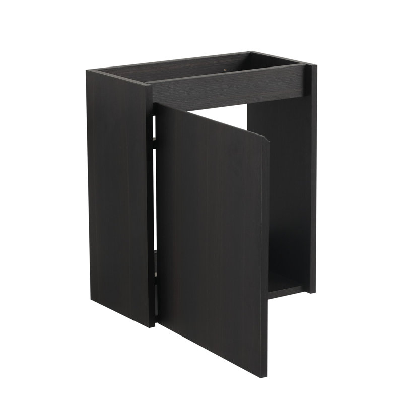 Petit meuble-lavabo moderne avec lavabo en céramique, Noir, noir, noir, noir