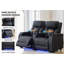 Fauteuil de cinéma maison en cuir grainé, chaises de cinéma, canapé inclinable de cinéma avec conception ergonomique 7 couleurs, éclairage ambiant, type-c, charge USB (noir, rangée de 5)