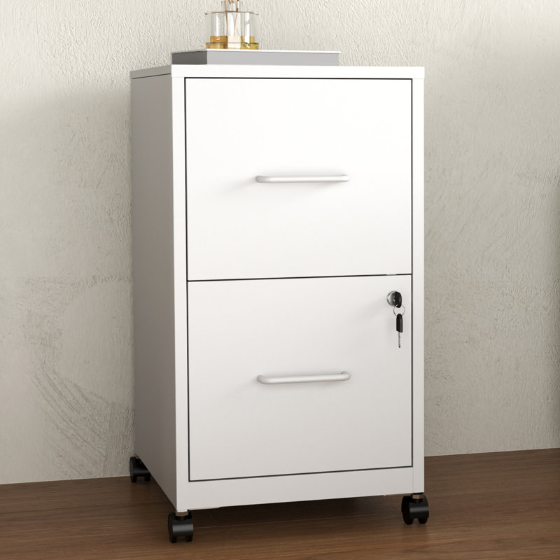 2-Drawer Locking File Cabinet - Sturdy Steel Storage with Rolling Casters for Home Office, Printer Stand, A4/Letter Size