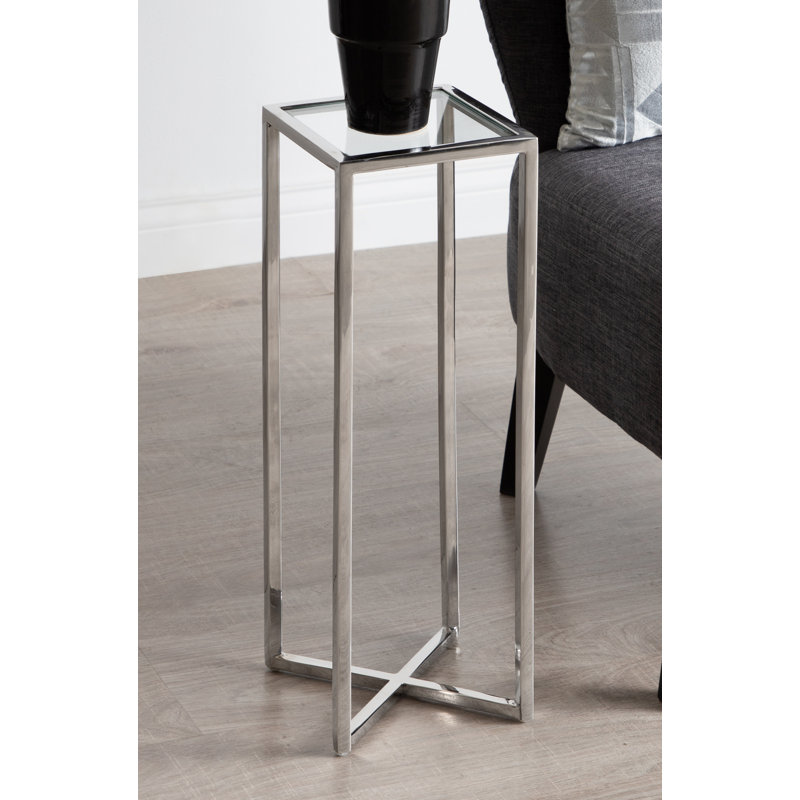 Marisol End Table, Clear Glass Top/Polished Chrome Base