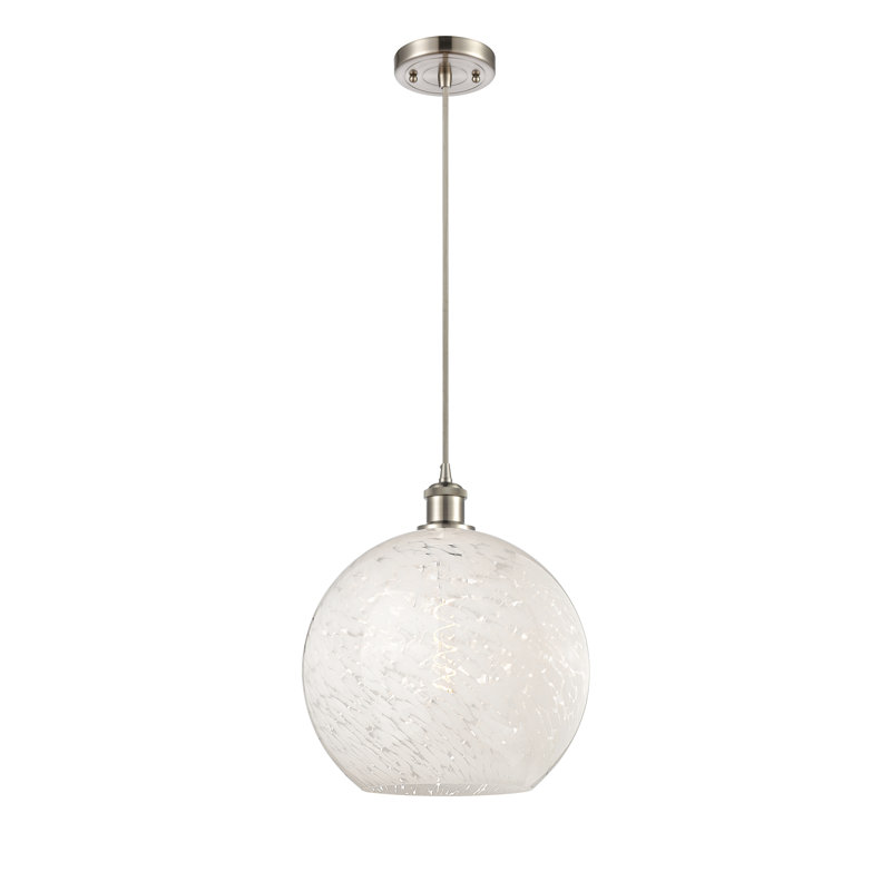 Luminaire suspendu 1 lumière Nathalie, H 13,5 po x l 12 po x P 12 po, Nickel satiné brossé