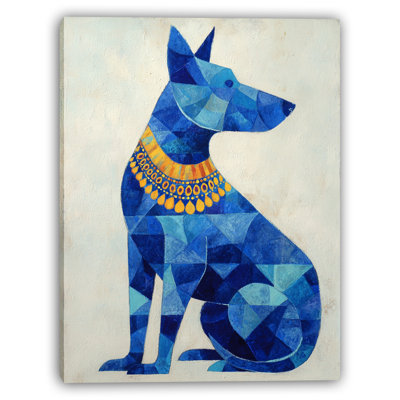 «Blue Geometric Dog», art mural sur toile tendue