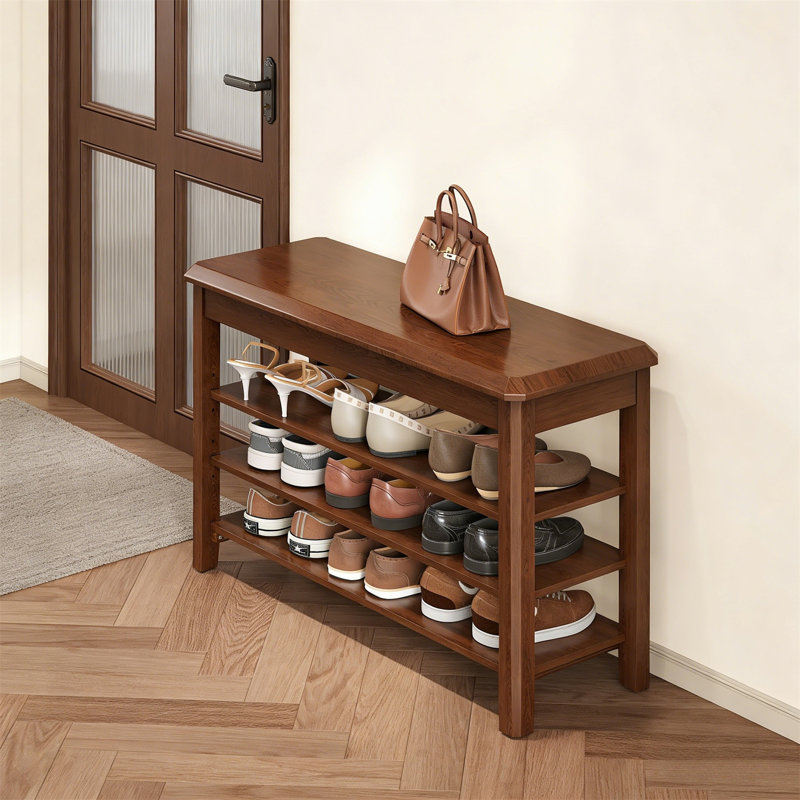 Range-chaussures en bois de qualité supérieure pour la maison, 20.5" H x 31.5" W x 11.8" D