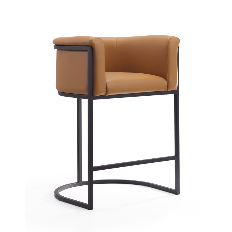 Svala Upholstered Counter Stool with Metal Frame, Camel, Counter Stool (25.5" Seat Height), 1