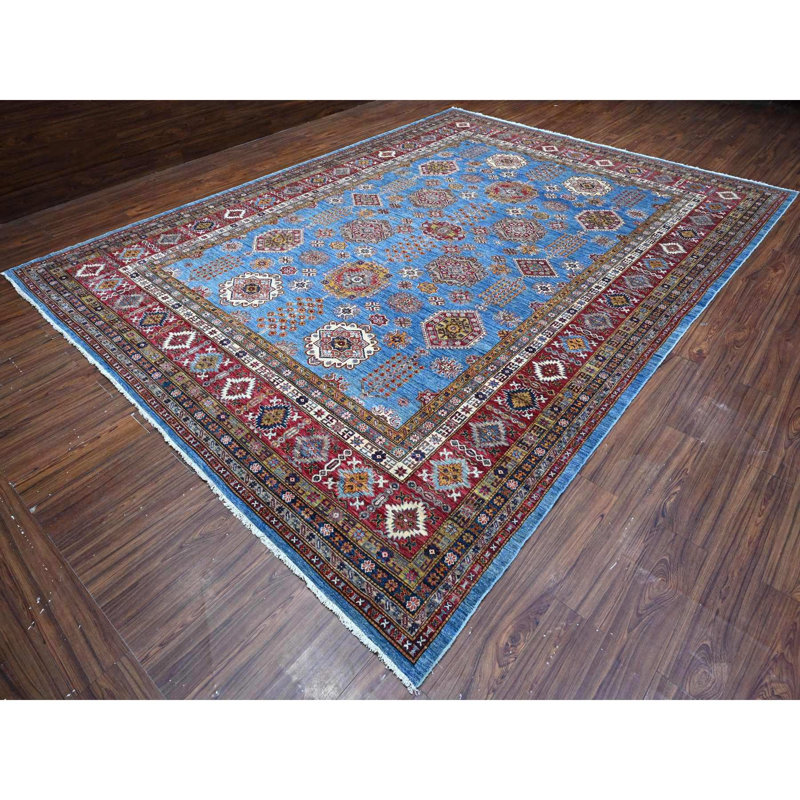 Tapis oriental super Kazak noué à la main 10 pi 2 po x 13 pi 8 po Dodger