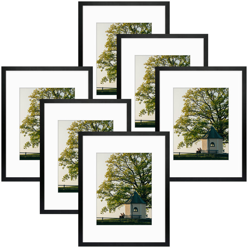Ensemble de cadres muraux avec plexiglas Dreketi, Noir, 16 po x 20 po emmêlé à 11 po x 14 po