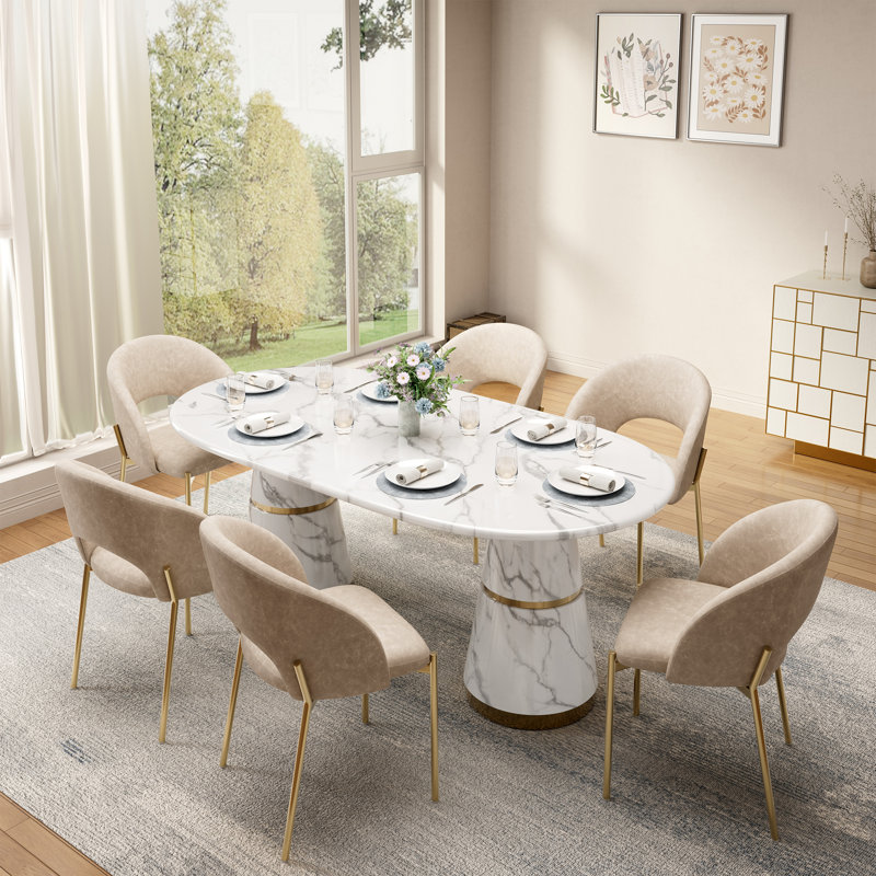 Ensemble de salle à manger 7 pièces, Beige