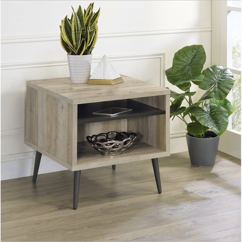 Balboa Distressed Pine Square Engineered Wood Side End Table