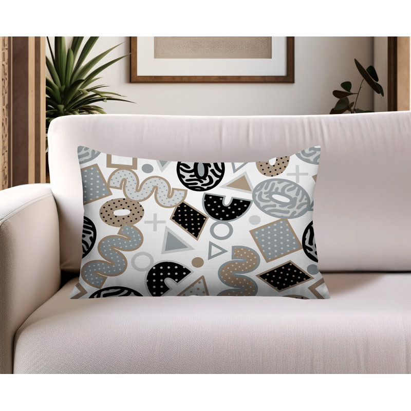 Coussin lombaire intérieur / extérieur Trixel, Rectangle H 14 po x l 20 po, Gris