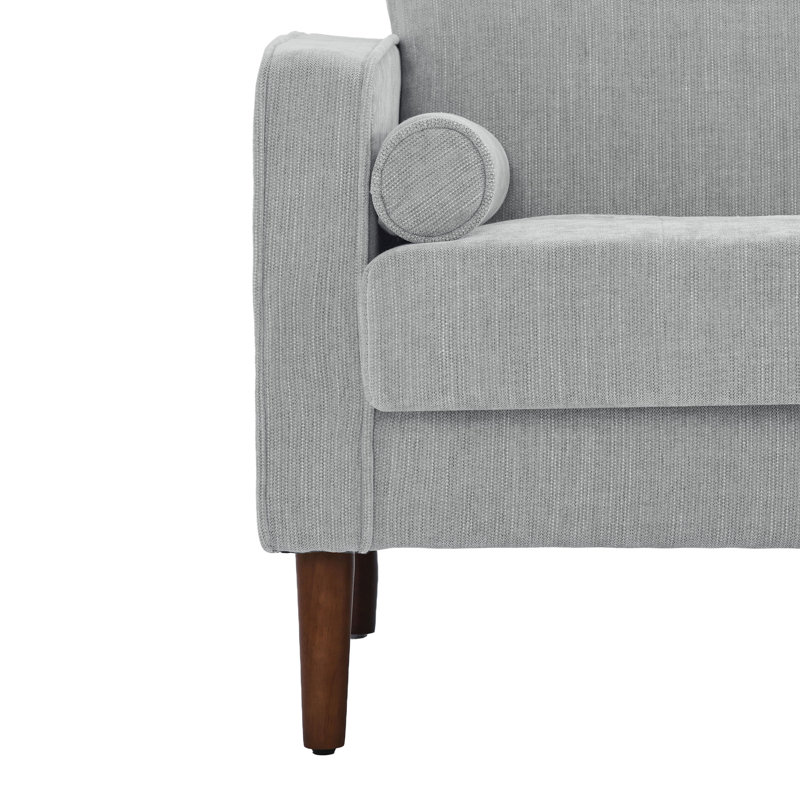 Canapé à accoudoirs carrés 62,7 po Carmelinda, Chenille gris pâle