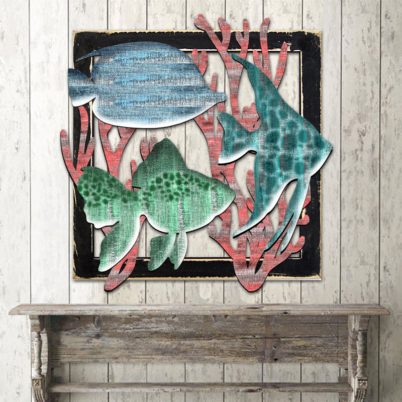 Handmade Coastal Landscape & Nature Wall Decor on Wood, 20" H x 20" W x 2" D