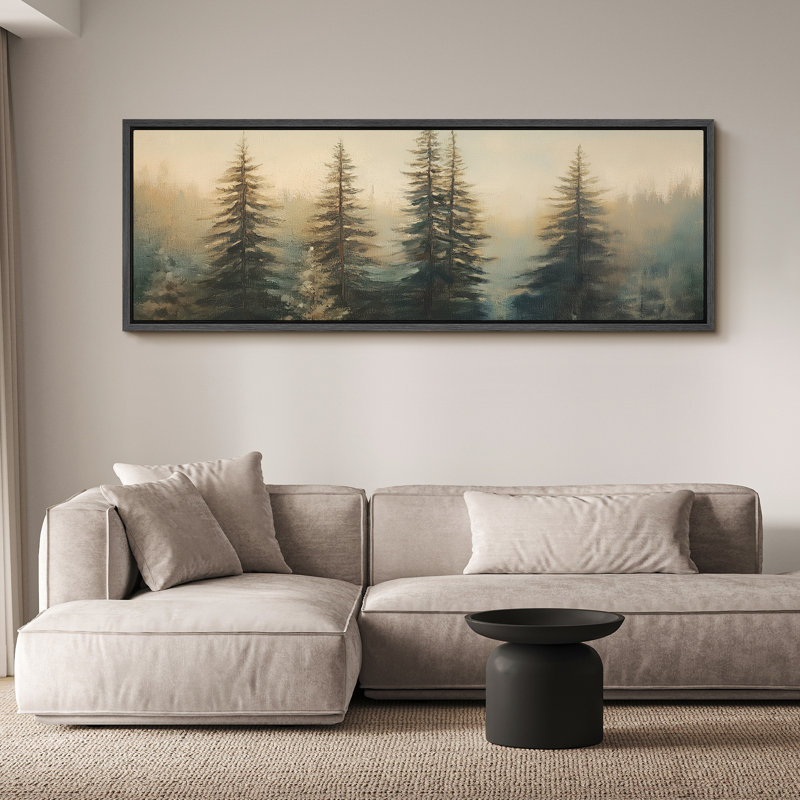 Art de pin vert, peintures murales effet de coups de pinceau, impression numérique sur toile giclée sur toile