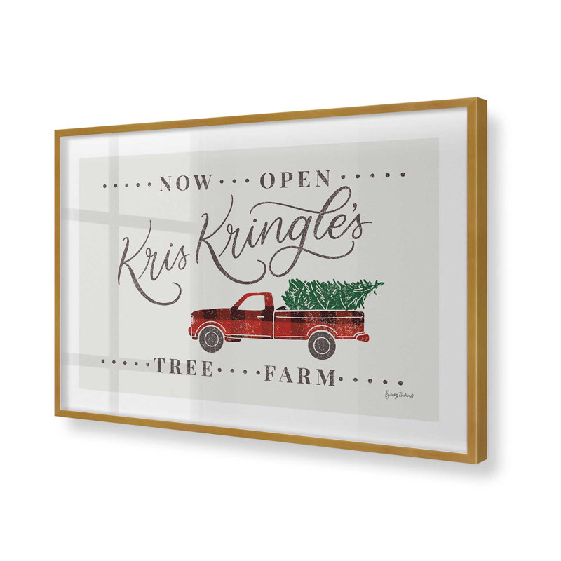 Kris Kringle's Tree Farm Print, Cadre doré poli, H 25,25 po x l 37,25 po